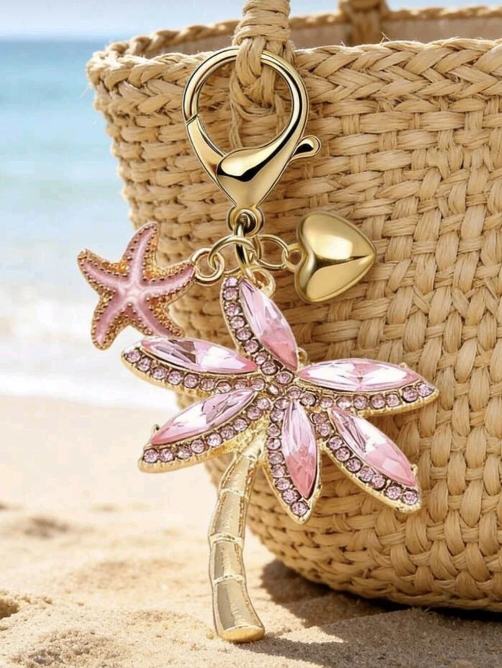 Palm Tree Tropical Beach Theme Bag Charm/ Keychain NEW